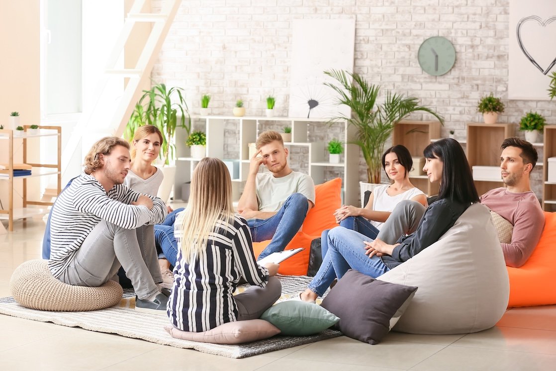 People at group therapy session